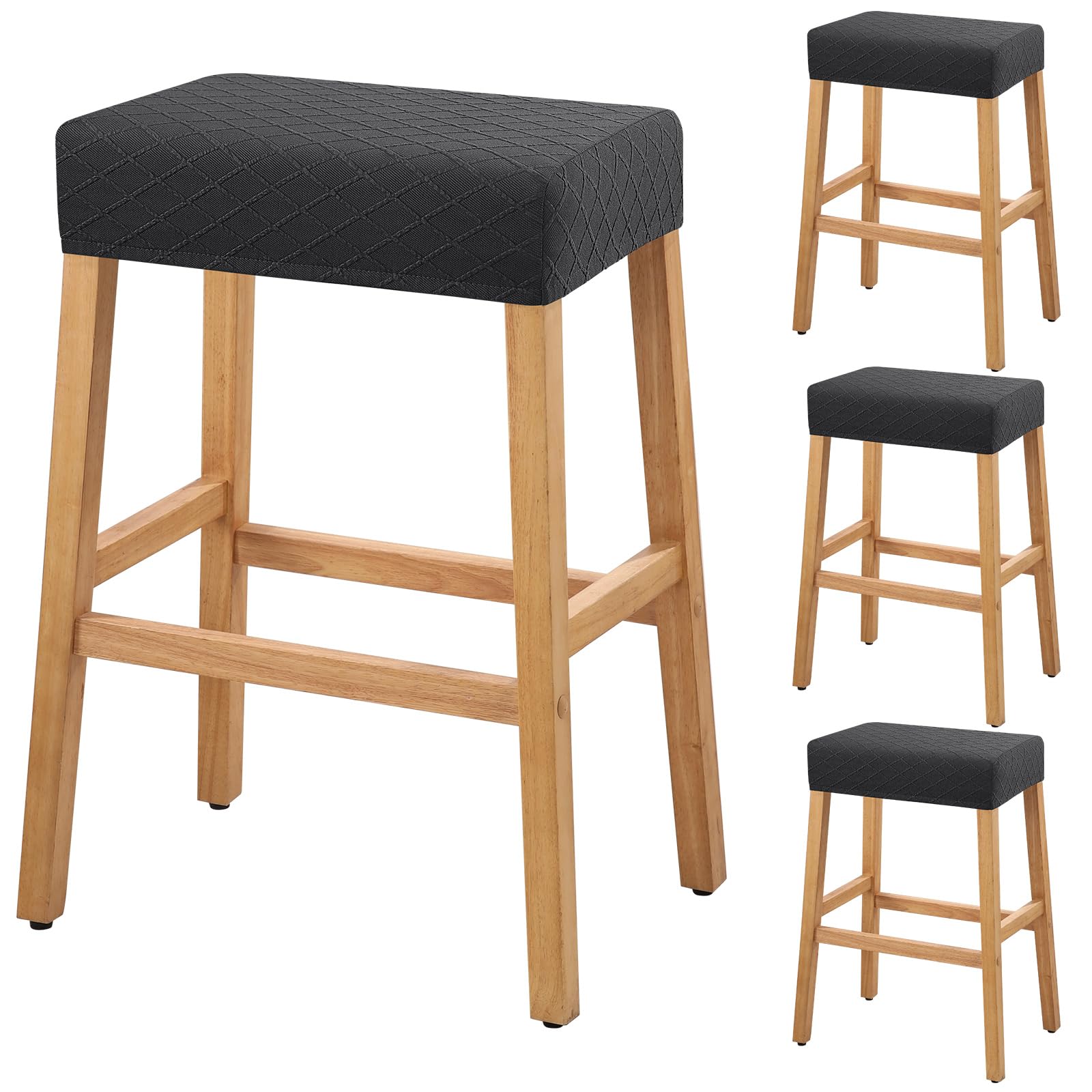 YISUN Stool Covers Rectangle - 4 Pack Stretch Waterproof Saddle Seat Cover Counter Bar Stools Bar Chairs Covers Kitchen Island Chairs Cushion Protector