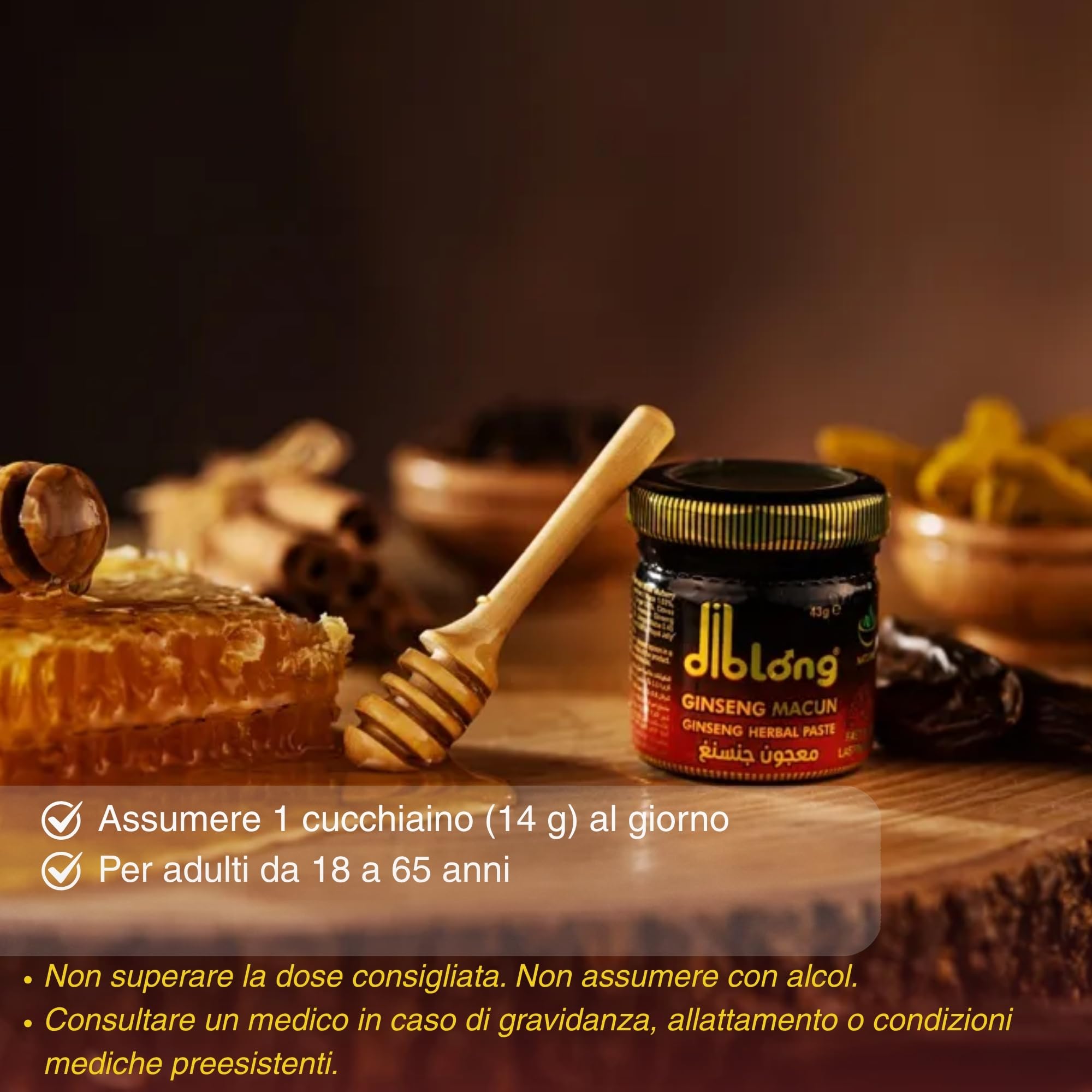 Diblong Honey Paste Afrodisiaco Potenziatore per Uomo Confezione da 1 (43 g) - Pasta Naturale a Base di Erbe al Ginseng per la Resistenza, Ginsing Macun - Prodotto in Turchia