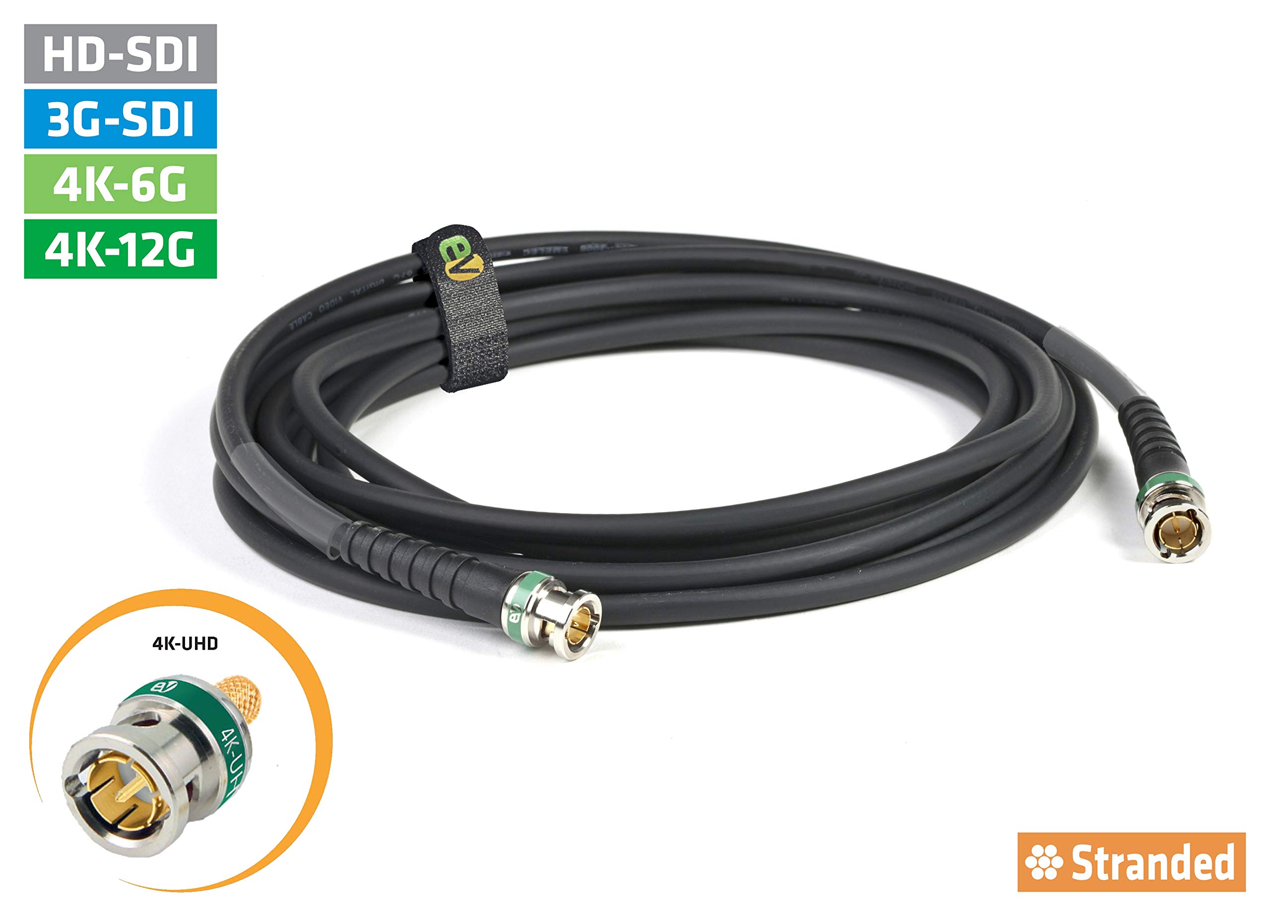 EQ234N/0150 – 15,0m Conexión Video 4K-UHD 12G-SDI (0,76/3,40/6,00) con BNC 4K-UHD – Conductor Multifilar – Color Negro – PVC Flexible