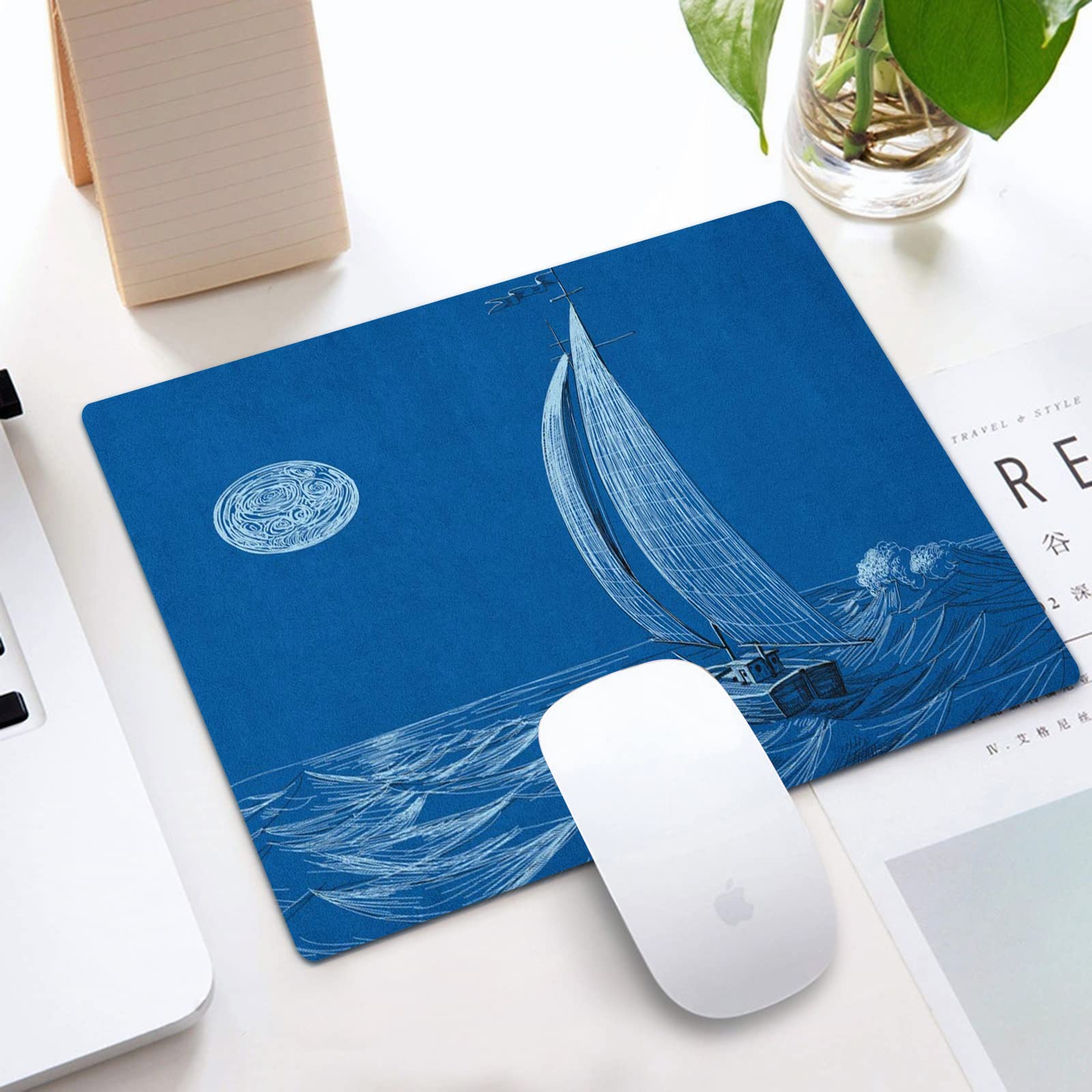 Tappetino Mouse XXL 900 x 400 mm Barca a vela Mousepad Mare Tappetino Mouse Gaming con Bordi Cuciti, Impermeabile e Antiscivolo Mousepad XXL Accessori Scrivania Ufficio per Gaming, PC, Computer h4070