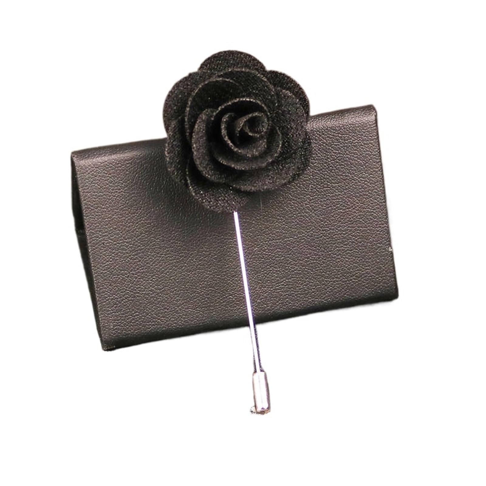 MQFBNNP Wedding boutonniere Wedding Silk Boutonniere Groom Brooch Pins Buttonhole(Black)