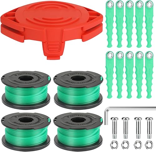 SF-080 - Cuchillas de repuesto de policarbonato y carrete de recortadora compatibles con Black Decker GH3000 GH3000R LST540 LST540B Weed Eater,
