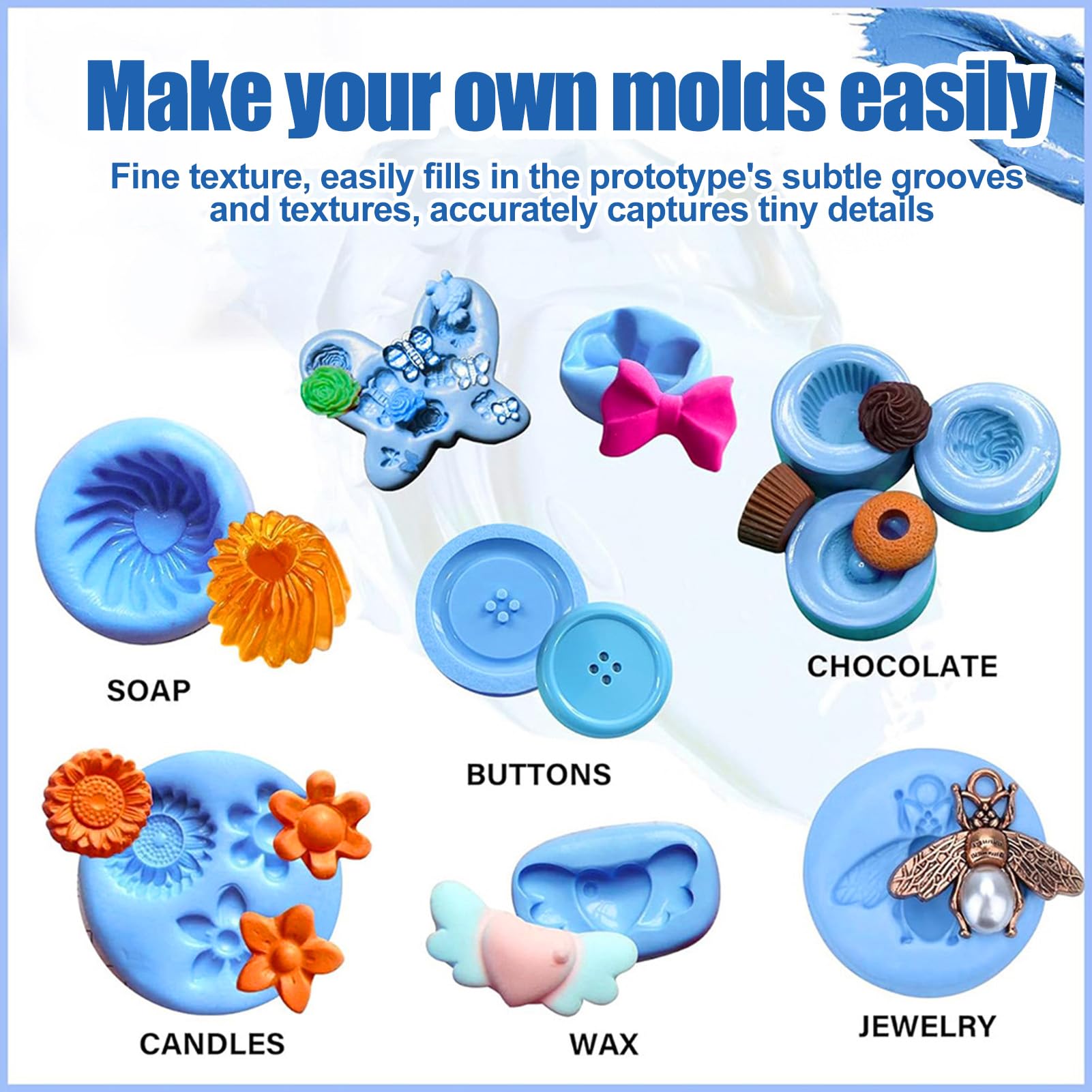 Gomma Siliconica per Stampi in Pasta, Silicone per Stampi da Colata, Silicone Putty, Elevata Precisione dei Dettagli, Adatto per Progetti DIY, Creazione di Gioielli, Modellismo, 250 g (A+B)