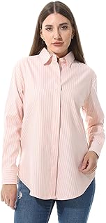 قميص اوكسفورد مخطط بأكمام طويلة بتصميم غربي للنساء من اندورا (عبوة من قطعة واحدة)