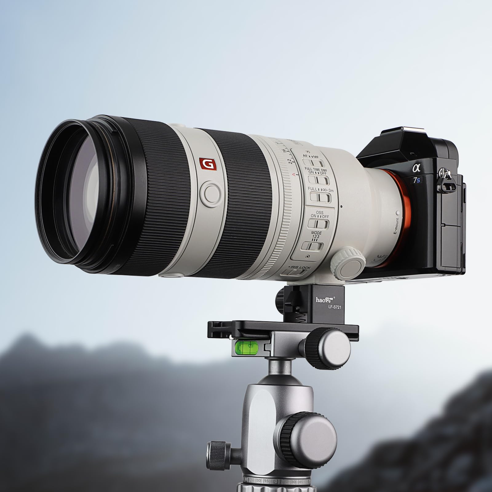 Haoge LF-S721 - Pie de repuesto de lente para Sony FE 70-200 mm F2.8 GM OSS SEL-70200GM y Sony FE 100-400 mm F4.5-5.6 FE 300 mm F2.8 GM OSS, soporte de anillo de montaje en trípode con placa suiza