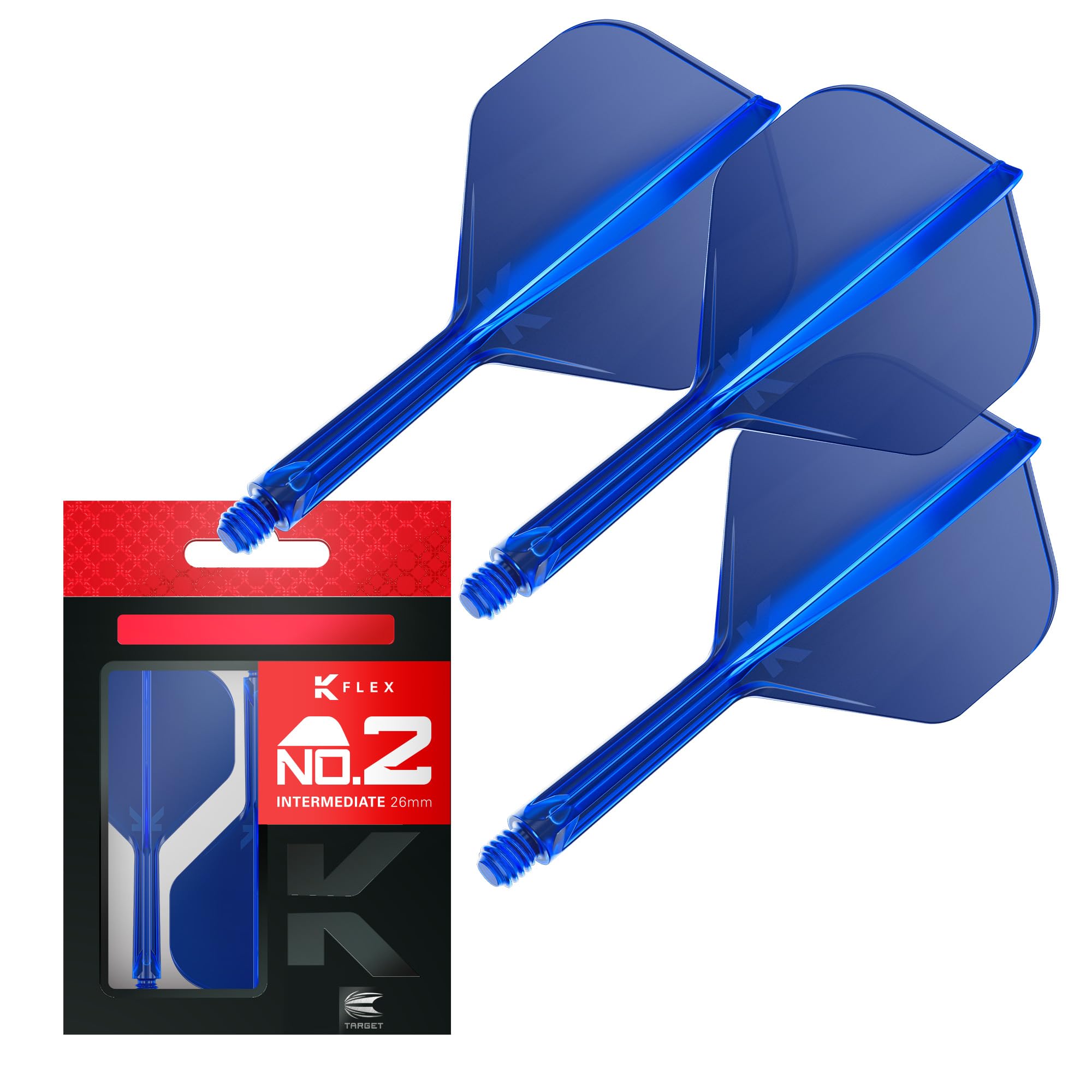 Target Darts K Flex Integrated Dart Flights And Shafts, No.2 | Pack Of 3 K-Flex - No2, Kflex All In One Moulded Dart Flight & Stem Lengths: Short, Intermediate & Medium | Professional Dart Accessories