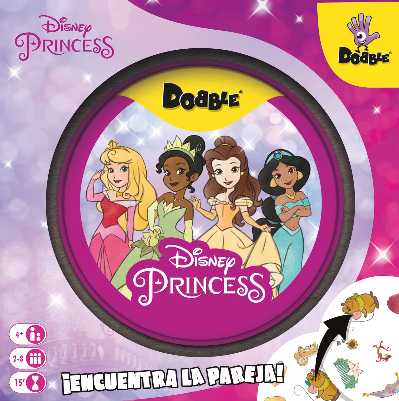 Zygomatic Dobble Disney Princess, Action- und Reflexions-Kartenspiel, ab 4 Jahren, für 2 bis 8 Spieler, 15 Minuten pro Spiel, Spanisch – Ansicht 2
