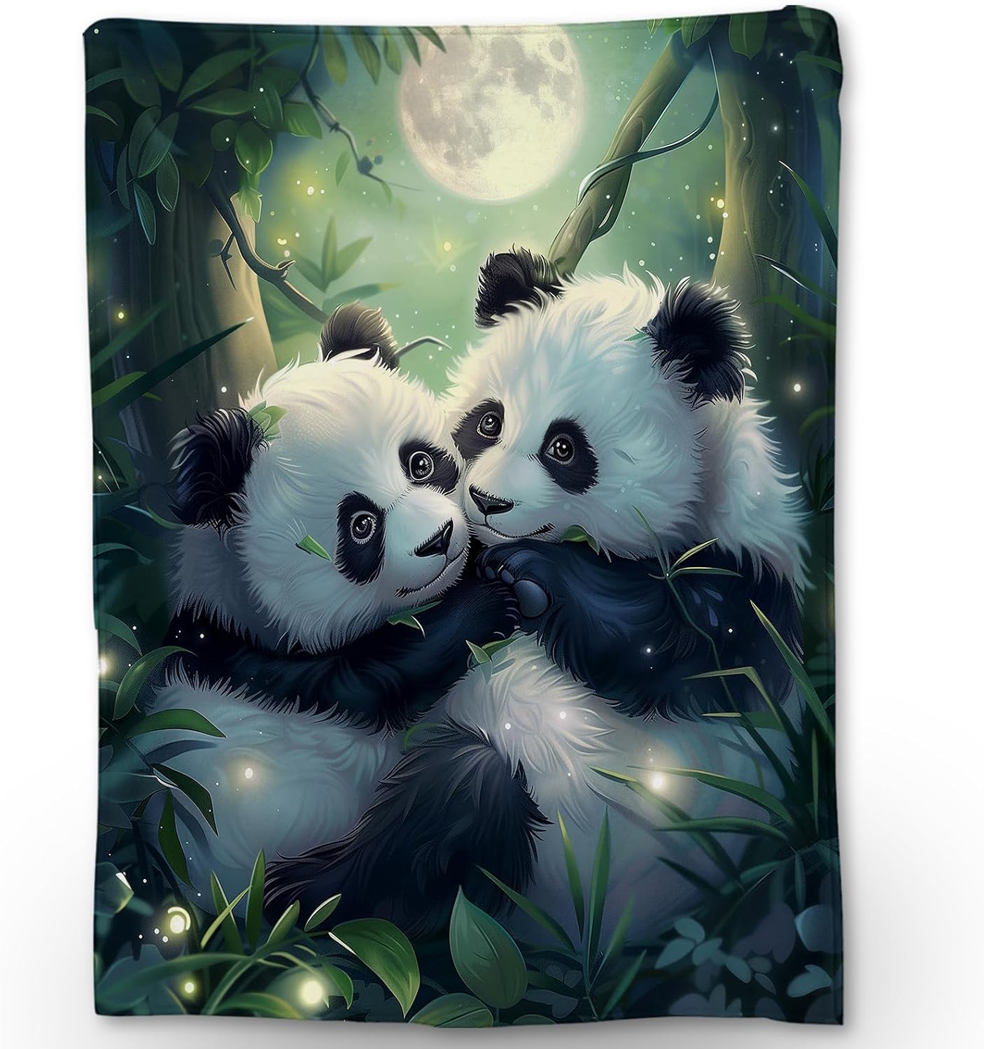 Ti Caldi Panda and Moon Blanket | Soft Warm Fuzzy Lightweight Animal Flannel Throw Blanket Perfect for Couch, Bed, Travel & Outdoor Use, Cozy Blankets for Women Girls 60×50 in