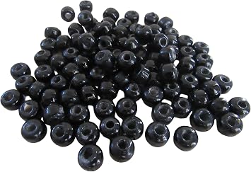 Zhrmghg Black Opague Glass Crow Pony Beads Jewelry Craft Bead Necklace 100 pcs 9 x 6MM.
