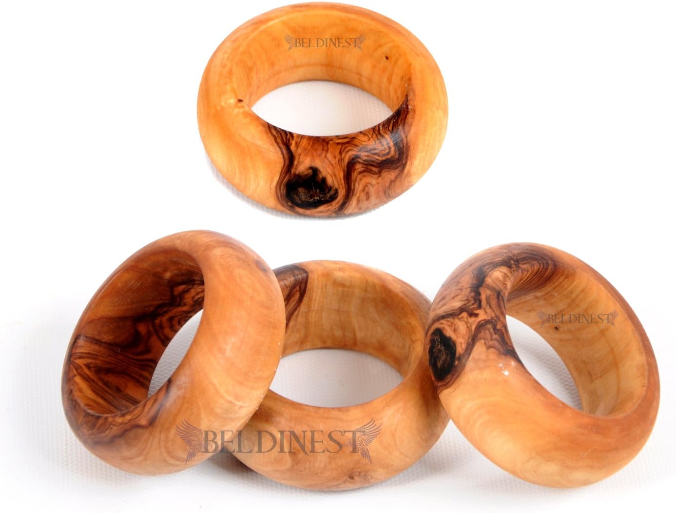 From The Earth Olive Wood Napkin Rings Set of 4 Fair