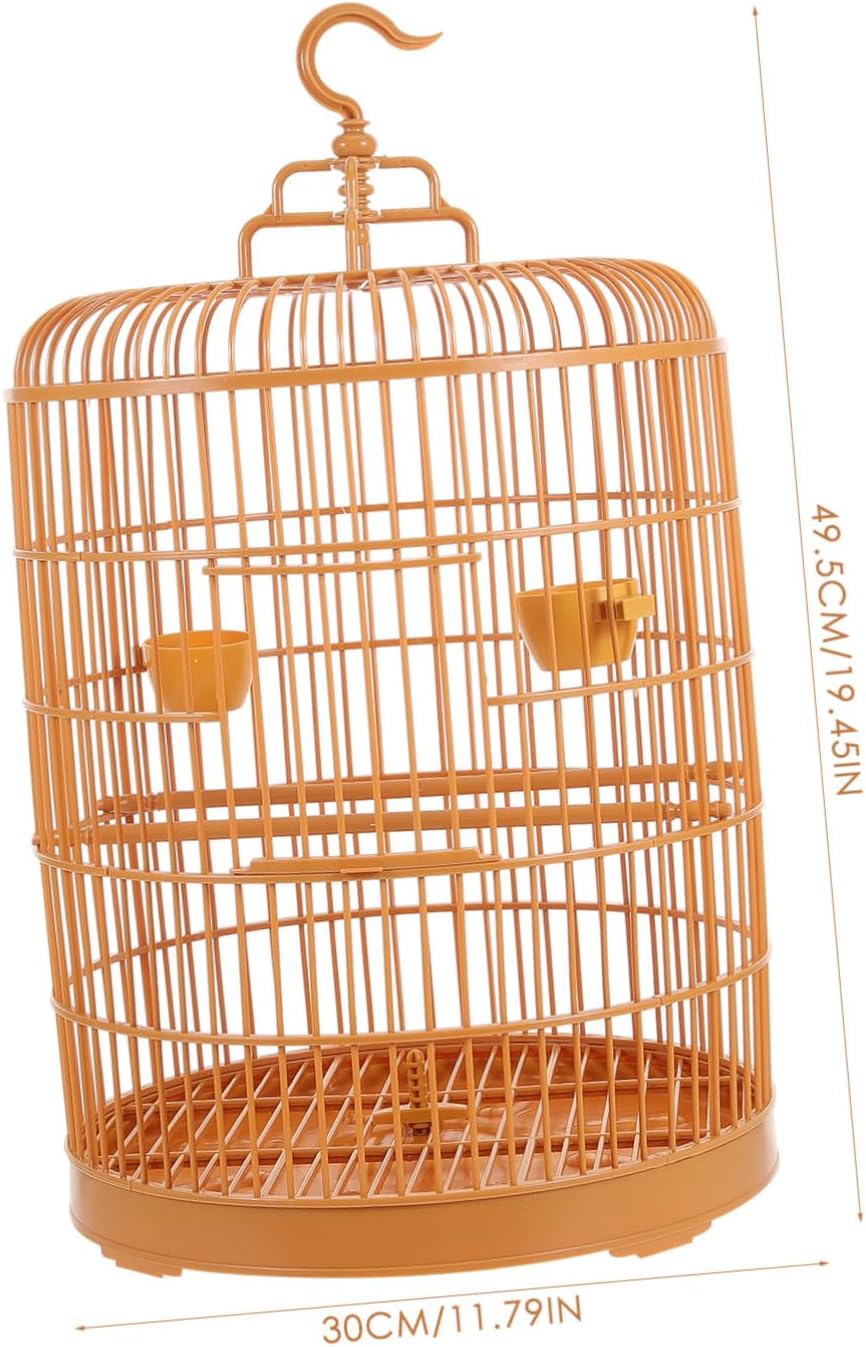 MERRYHAPY Vintage Hanging Bird Cage for Small Animals Plastic Round Dome Cage Door Spacious Design for Parrots Hamsters and Birds Durable Multi Functional