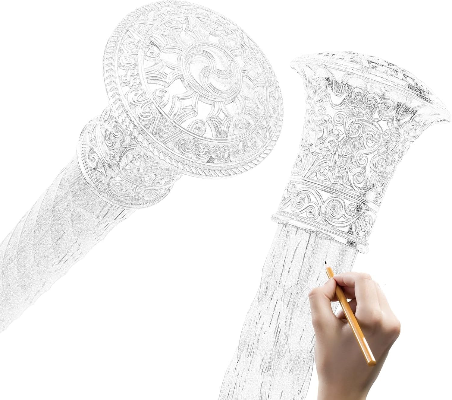 Gold Engraved Floral Designs Walking Cane, Luxury Men Womens Walking Stick, Removable Anti Slip Scepter Cospaly Vintage Party 96cm