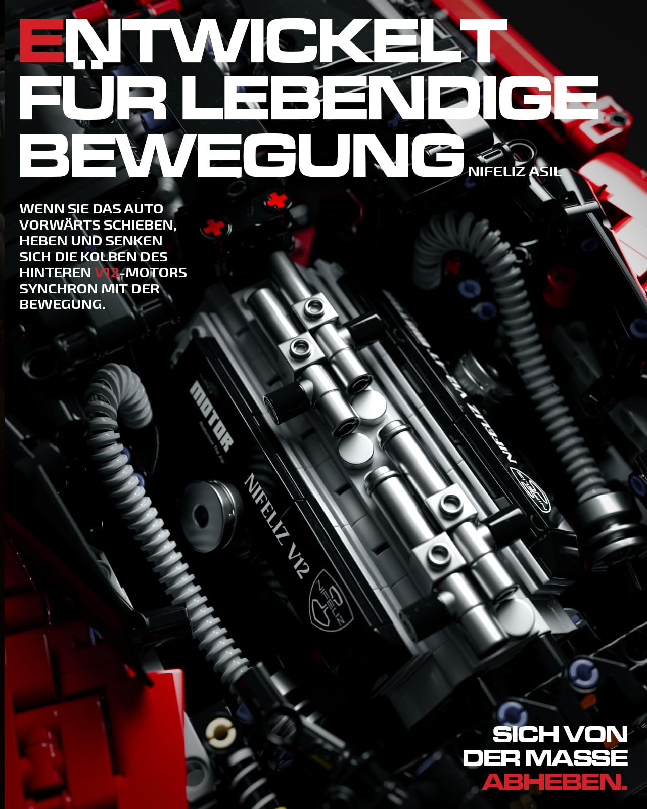 Nifeliz ASIL Auto-Modellbausatz für Erwachsene, Maßstab 1:8 Sammlerauto Technique Sportwagen Klemmbausteine Auto, Sammlerstücke für Zuhause oder das Büro (4,099 Teile, NF10293) | 1:8 Maßstab Advanced Collectible Car Model Set für Erwachsene, Display Gesch