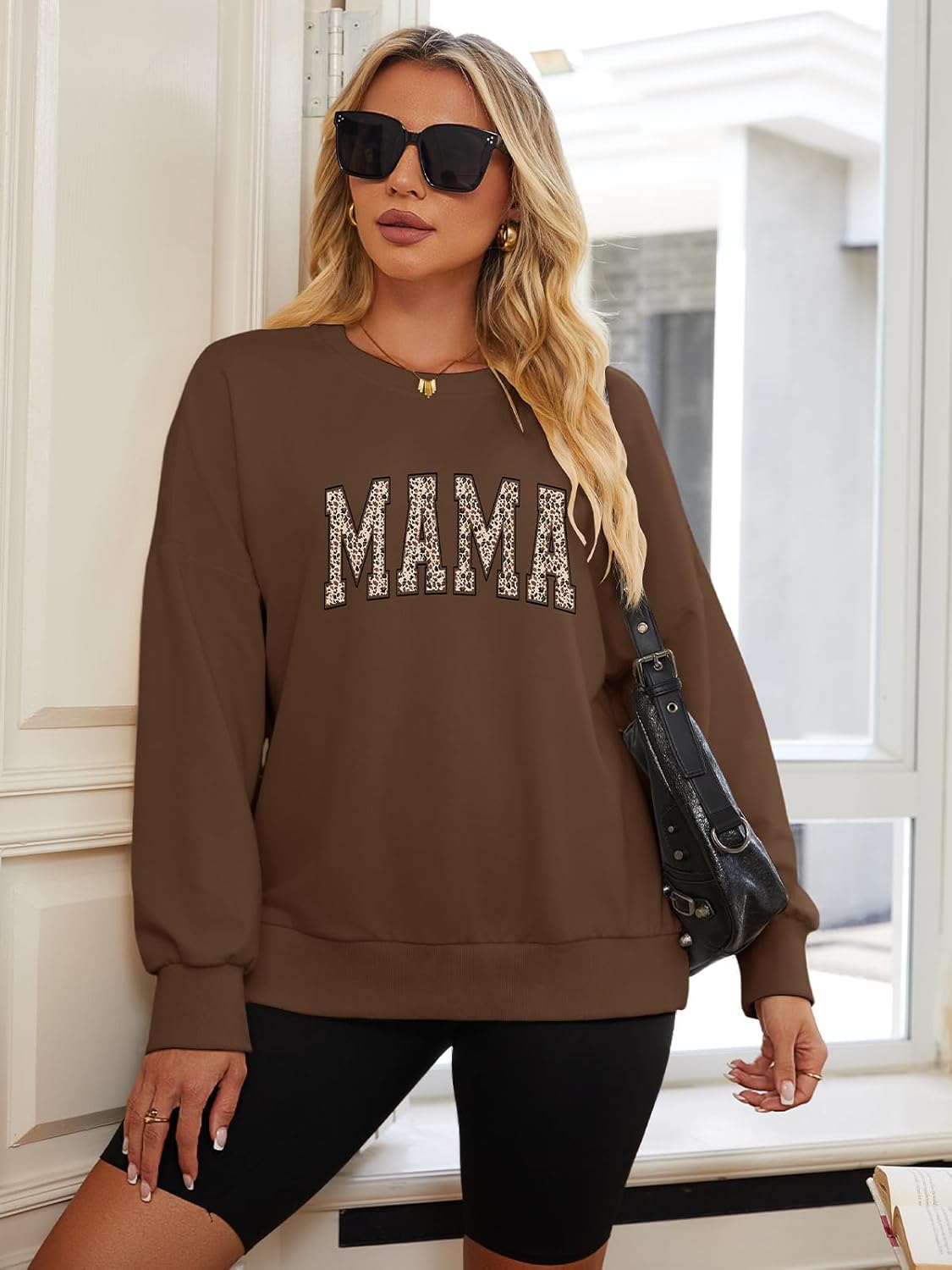 Mama Sweatshirts Oversized Crewneck Long Sleeve Mom Sweatshirt Graphic Casual Loose Fit Pullover - Image 5