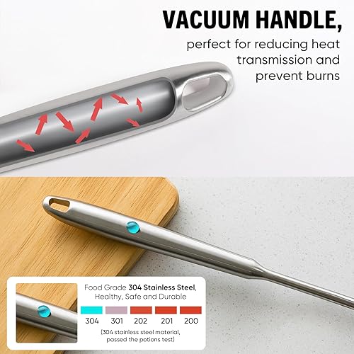 Miniatura 59 de Newness - Servidor de espagueti, [a prueba de óxido, formación integral, duradero] Tenedor para pasta de acero inoxidable 304 con mango ergonómico