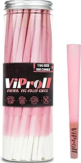 Upgraded Cones Rolling Papers 1 1/4 Size 100 Pack, Natural Food Grade Pre Rolled Cones with W-shaped Tips, Slow & Even Burning Preroll Cones with Packing Tubes for Party Gift (84mm)