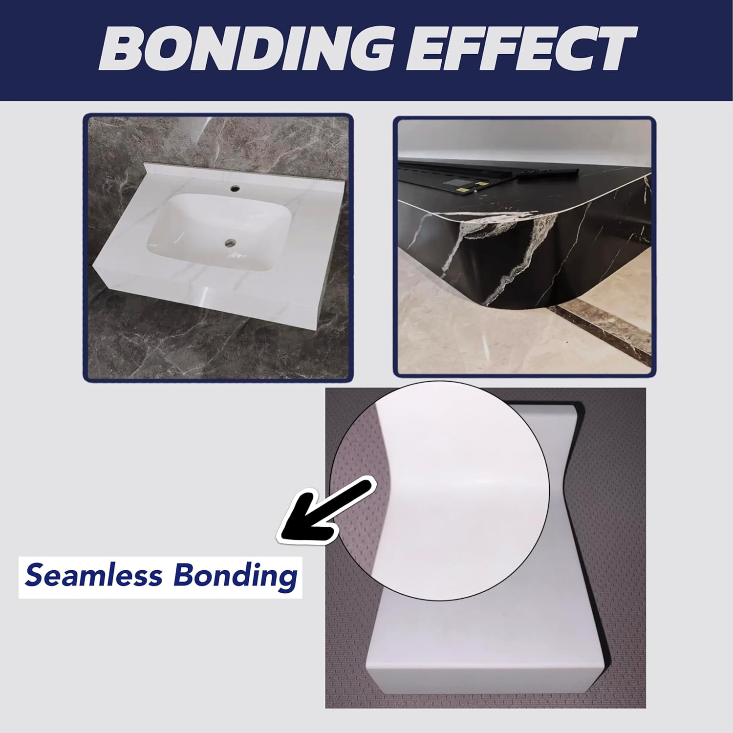 250ML White Double Component Joint Adhesive for Porcelain Slab Sintered Stone Ceramic Slab Quartz Marble Natural Stone - 10:1 Mixing Ratio Seaming Adhesive - 8.45oz Cartridge Includes 2 Mixing Nozzles