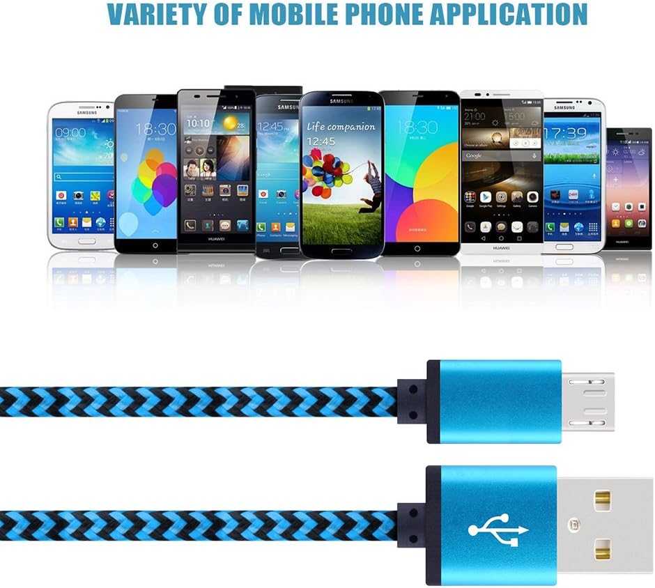 USB Micro Cable, AILIKN (5- Pack 6FT) Android Charging Cords Nylon Braided Extension Cord Compatible with Samsung Galaxy S7 S6 J7 Edge Note 5, Kindle MP3 and More