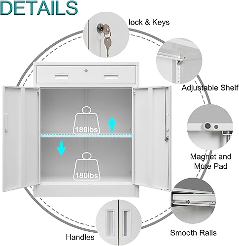 Miniatura 39 de CMY Gabinete de almacenamiento de metal, armario de almacenamiento con bloqueo de 36 pulgadas de alto con estantes ajustables, gabinetes de acero