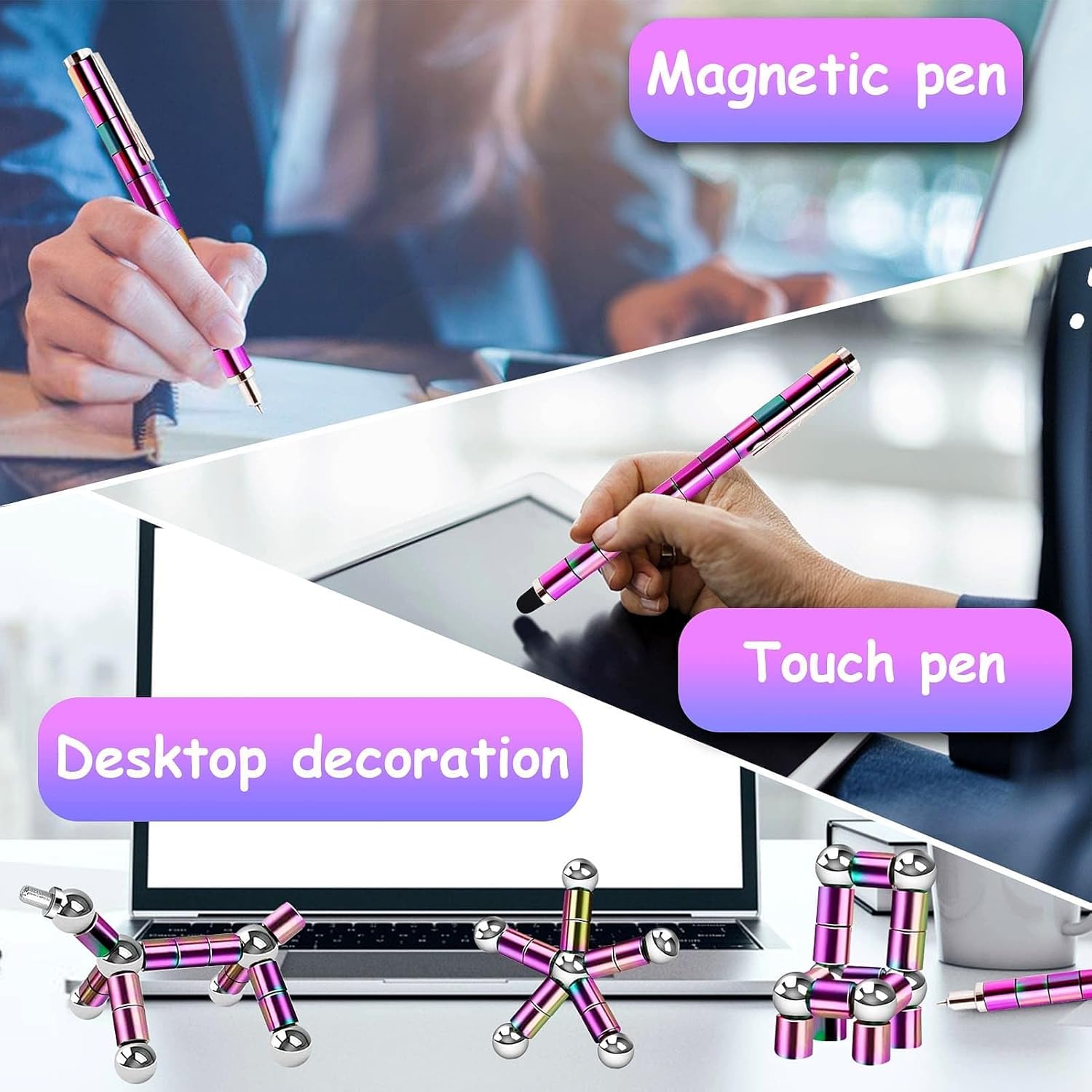 Magnetic Fidget Pen teen gifts - Cool Gadgets Gift for Men Dad, Modular Metal Stress Relief Toy for ADHD Anxiety, Creative Building Blocks Writing Stylus, Ideal Father's Day & Graduation Present