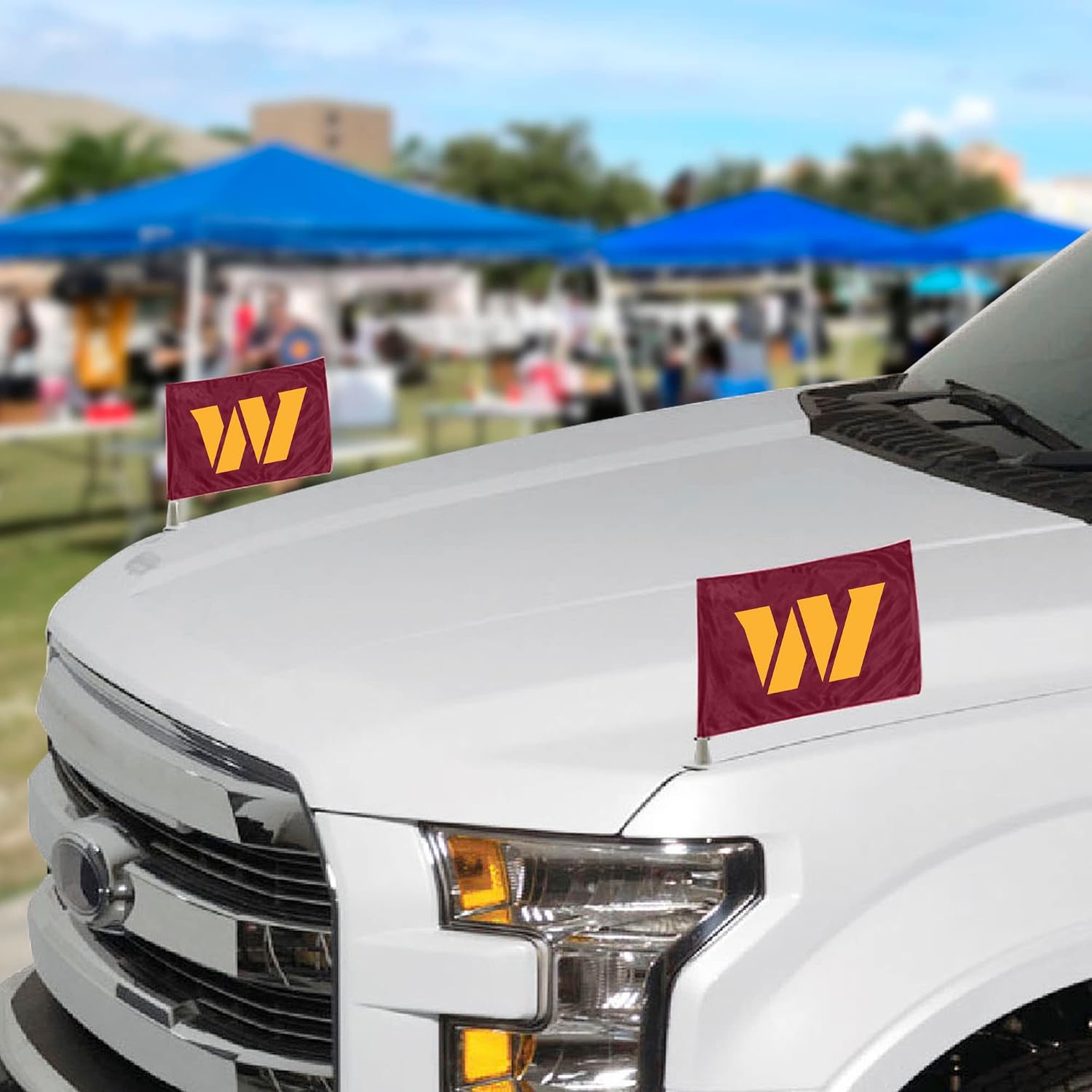 Fanmats NFL - Washington Commanders 2pc Automotive Ambassador Flags, Great for Hoods or Trunks | Burgandy | 4” x 6” | W Primary Logo
