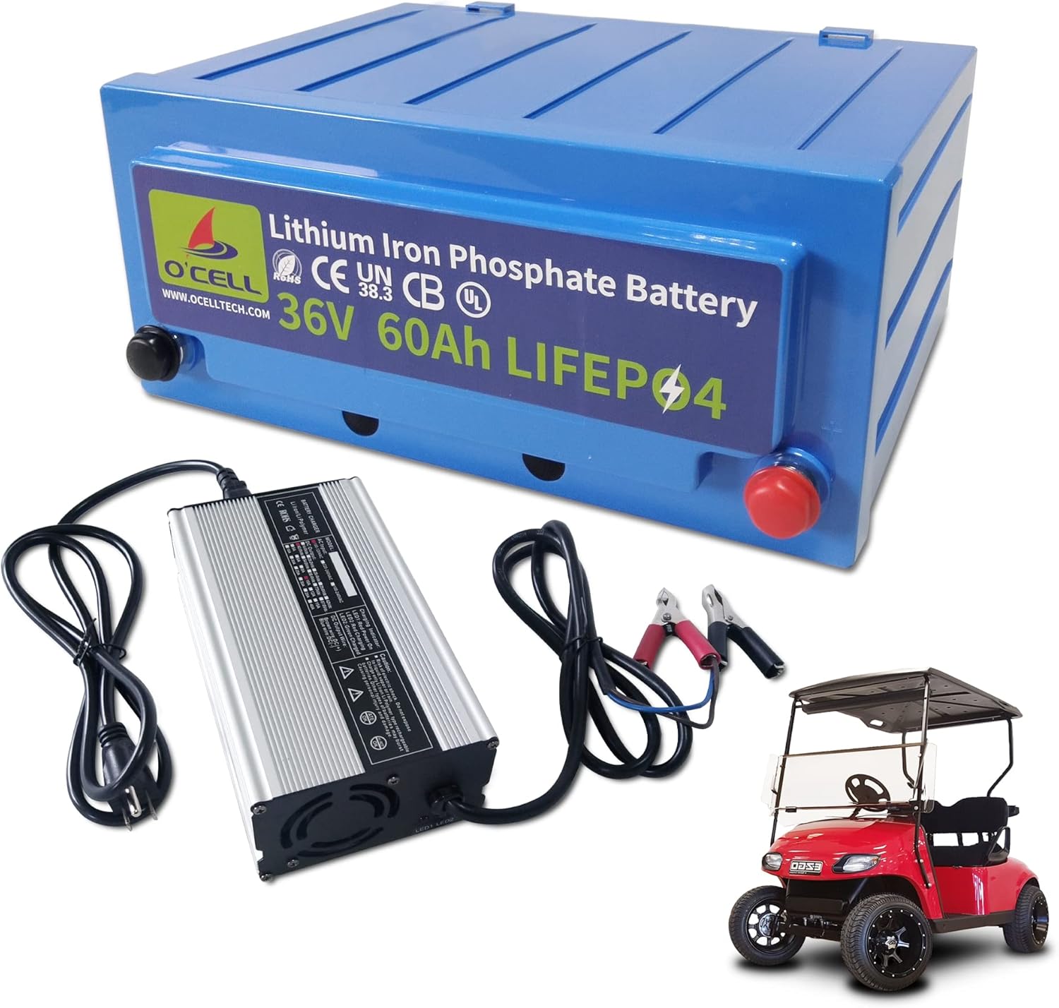 OCELL 36 Volt Lithium Battery, 60Ah LiFePO4 Battery Deep