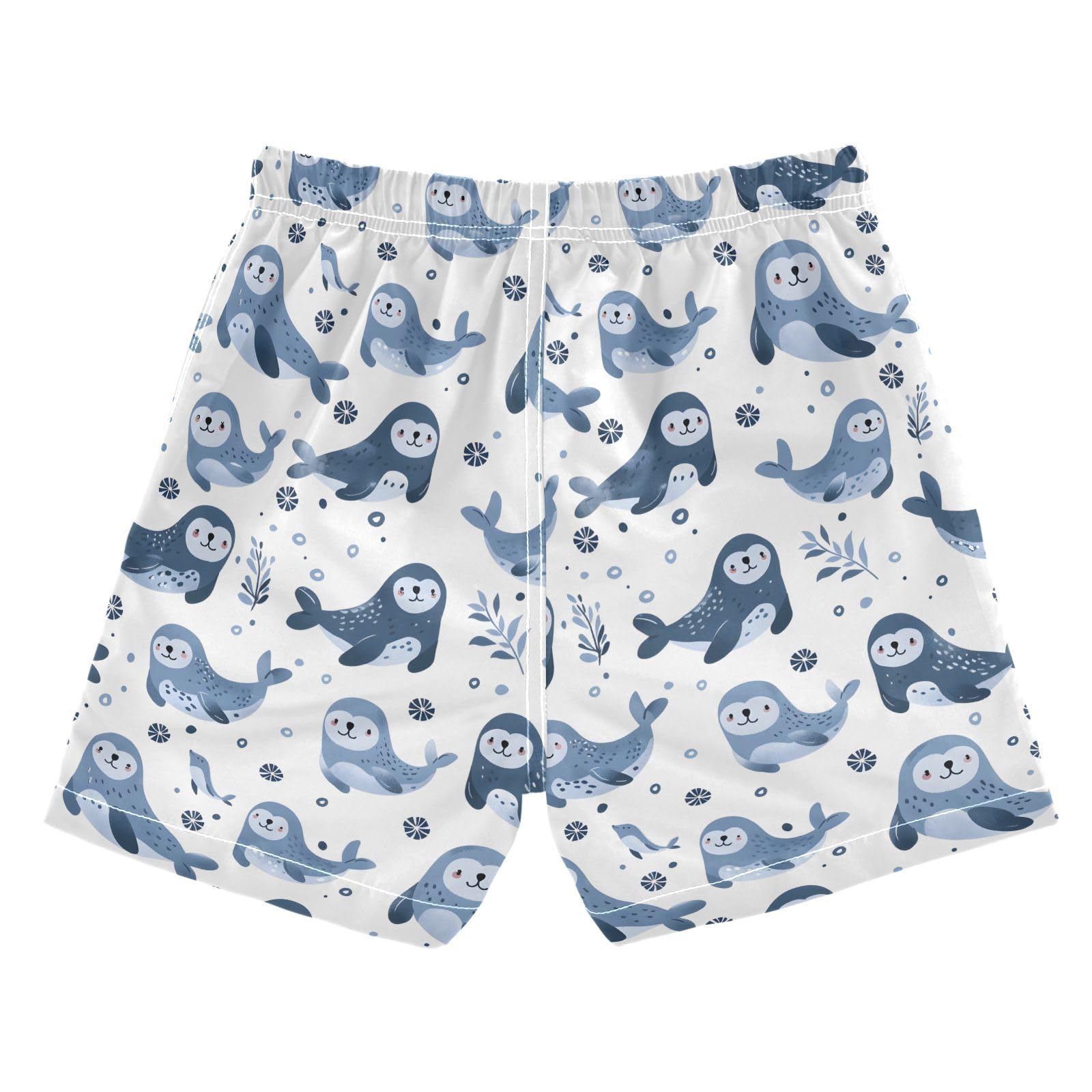 ALAZA Dolphin Leaf Colored Seal Boys Quick Dry Beach Board Shorts Kids Swim Trunks Bathing Suit Swimsuit 4T Multicolor