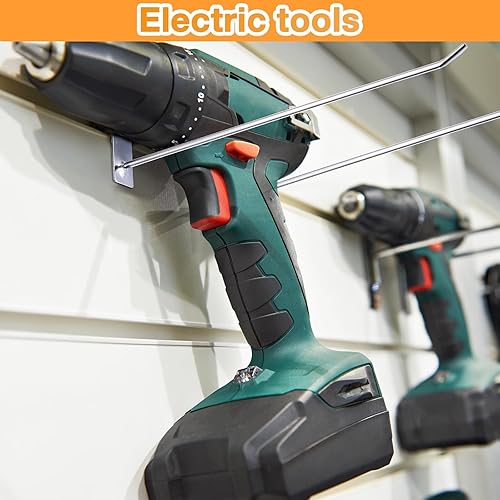 Miniatura 6 de Therwen 100 ganchos resistentes para paneles de pared de listones de 10 pulgadas, accesorios de metal para colgar, ganchos plateados de grado