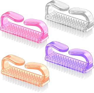 Larbois Handle Grip Nail Brushes (4 Pack) - Soft Bristle Fingernail Toe Cleaner Scrubber for Pedicure, Hands & Feet Men Women