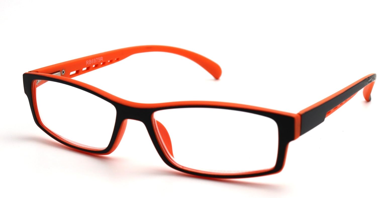 Colorviper Soft Matte Black w/ 2 Tone Reading Glasses Spring Hinge (MATTE BLACK ORANGE, 3.00)