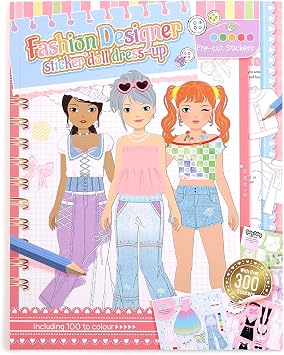 Girls Sticker Dress-UP, Fashion Designer Activity Book for Kids, Toddler Homeschool Activities Preschool Busy Book, Reusable Sticker Creativity Books, Paper Dolls Stickers