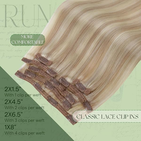 RUNATURE Clip in Extensions Echthaar Aschblond mit Platinblond Echthaar Clip in Extensions Blond Echthaar Clip in Haarverlangerung Kurz Haar 30cm 12 Zoll #18P60 80g - 4