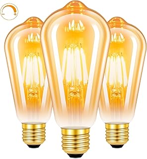 SCNNC Ampoule LED Edison E27 Vintage 6W Dimmable, Ampoule LED E27 ST64 Blanc Chaud 2700K, Ampoule Antique Décorative Rétro, Ampoule à Filament LED E27 Pour Maison Café Bars Restaurant, Lot de 3
