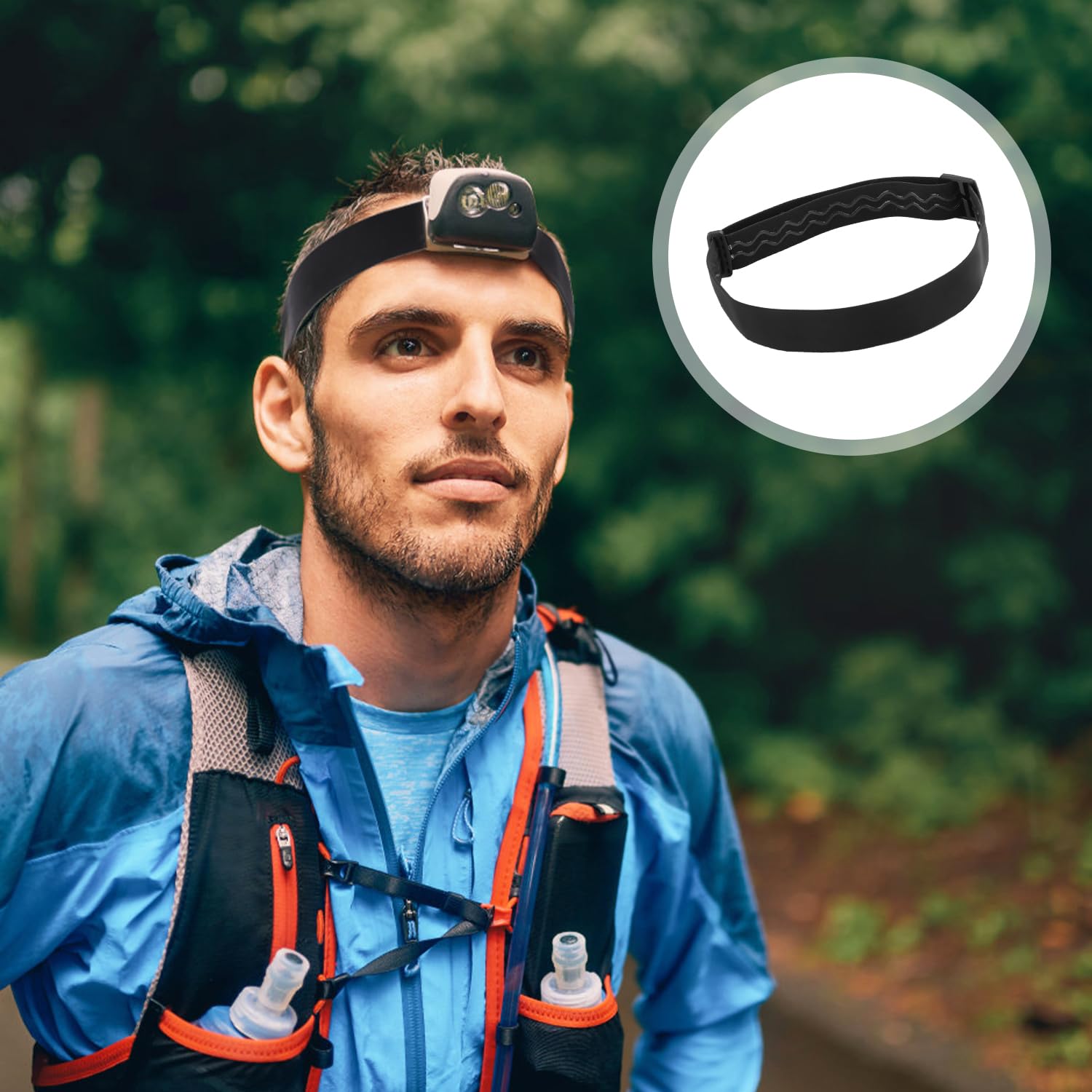 Elastyczny Pasek na Czolówke, Czarny Wymienny Pasek na Czolówke Wygodny Pasek na Czolówke Pasuje do Wiekszosci Modeli Black Diamond Petzl Princeton Tec Energizer Fenix Pelican Streamlight