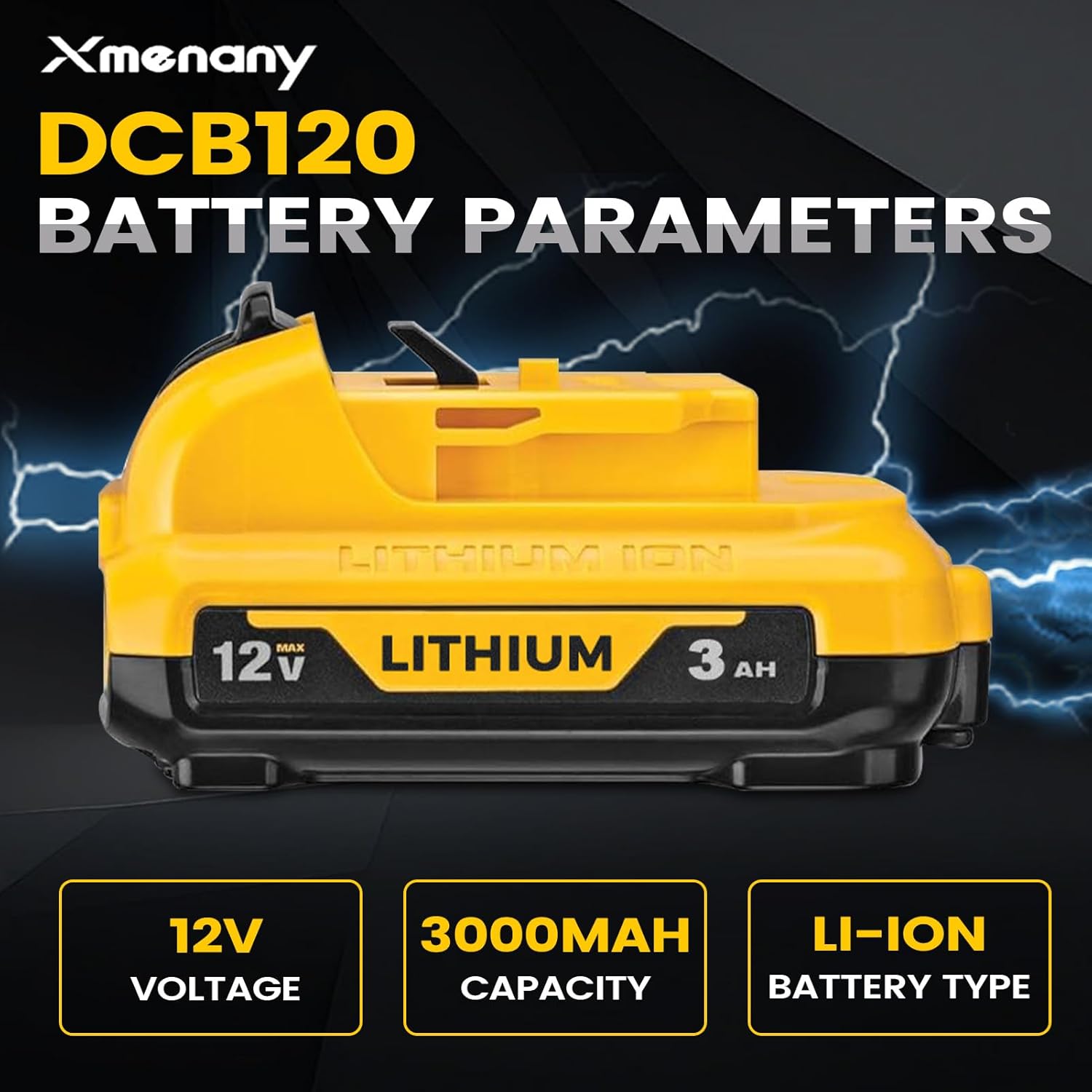 DCB120 3.0Ah Battery Replacement for Dewalt 12V Battery Lithium-ion 3000mAh DCB120 DCB123 DCB127 Compatible with Dewalt 12V Charger and Power Tool 2Pack - Image 2