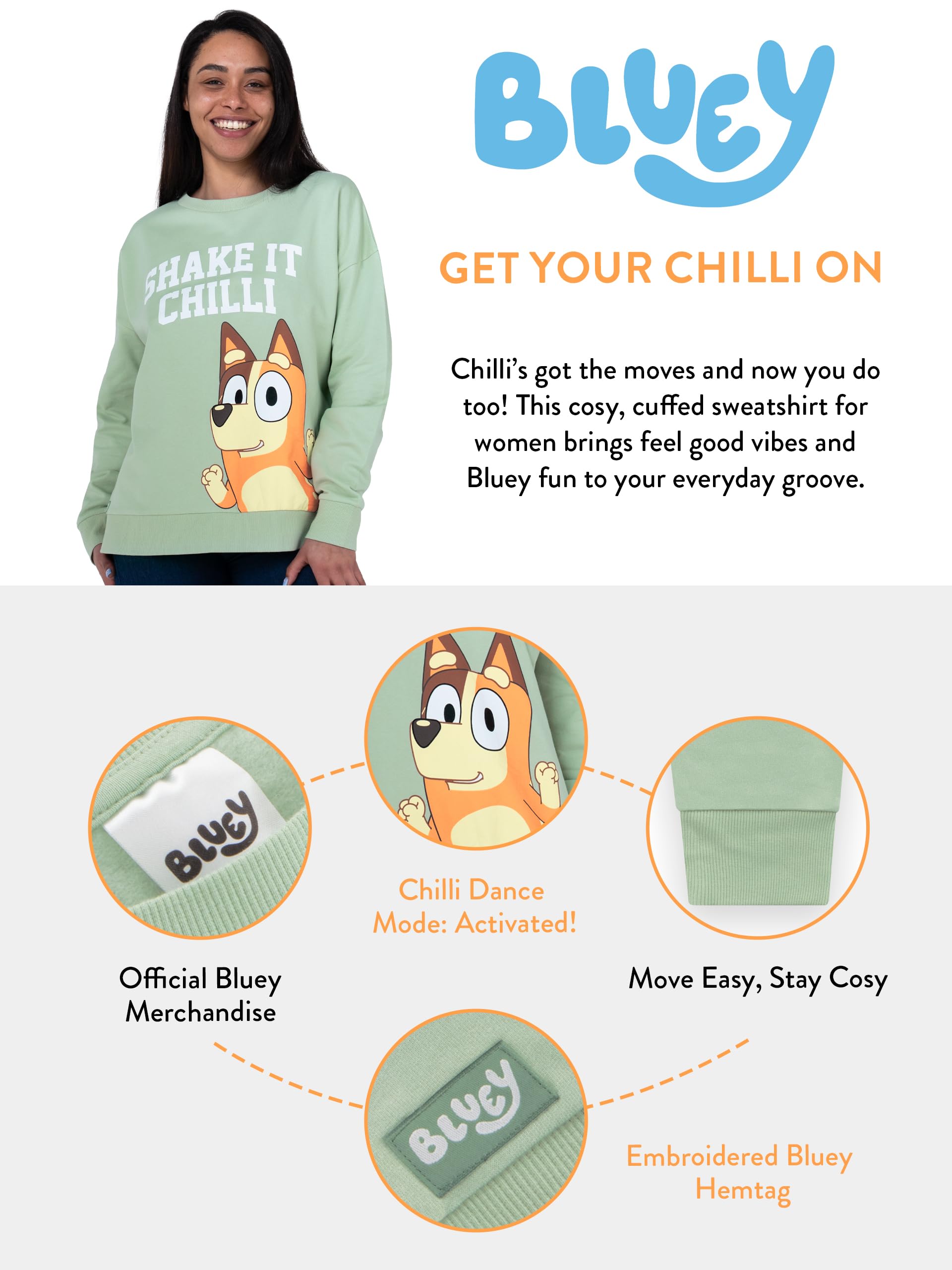 Bluey Bluza, Damska Bluza Chilli, Bawełniana Bluza Dla Kobiet, Długi Rękaw