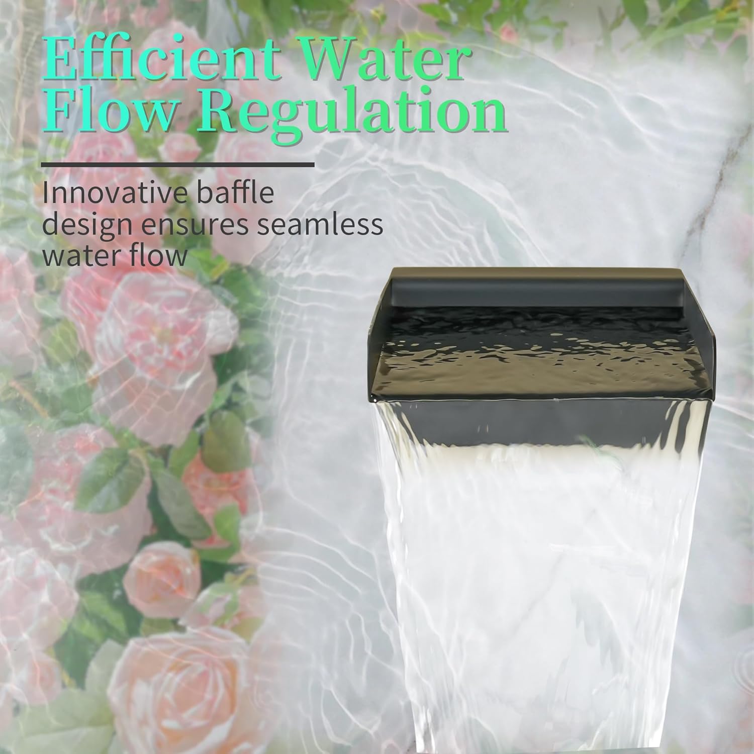 304 Stainless Steel Water Fountain Spout Scupper, Made Exquisite Handcrafted Garden Waterfall Spillway for Landscape Decors, Patios, Pools, Courtyards, Water Walls (Black Powder Coating)