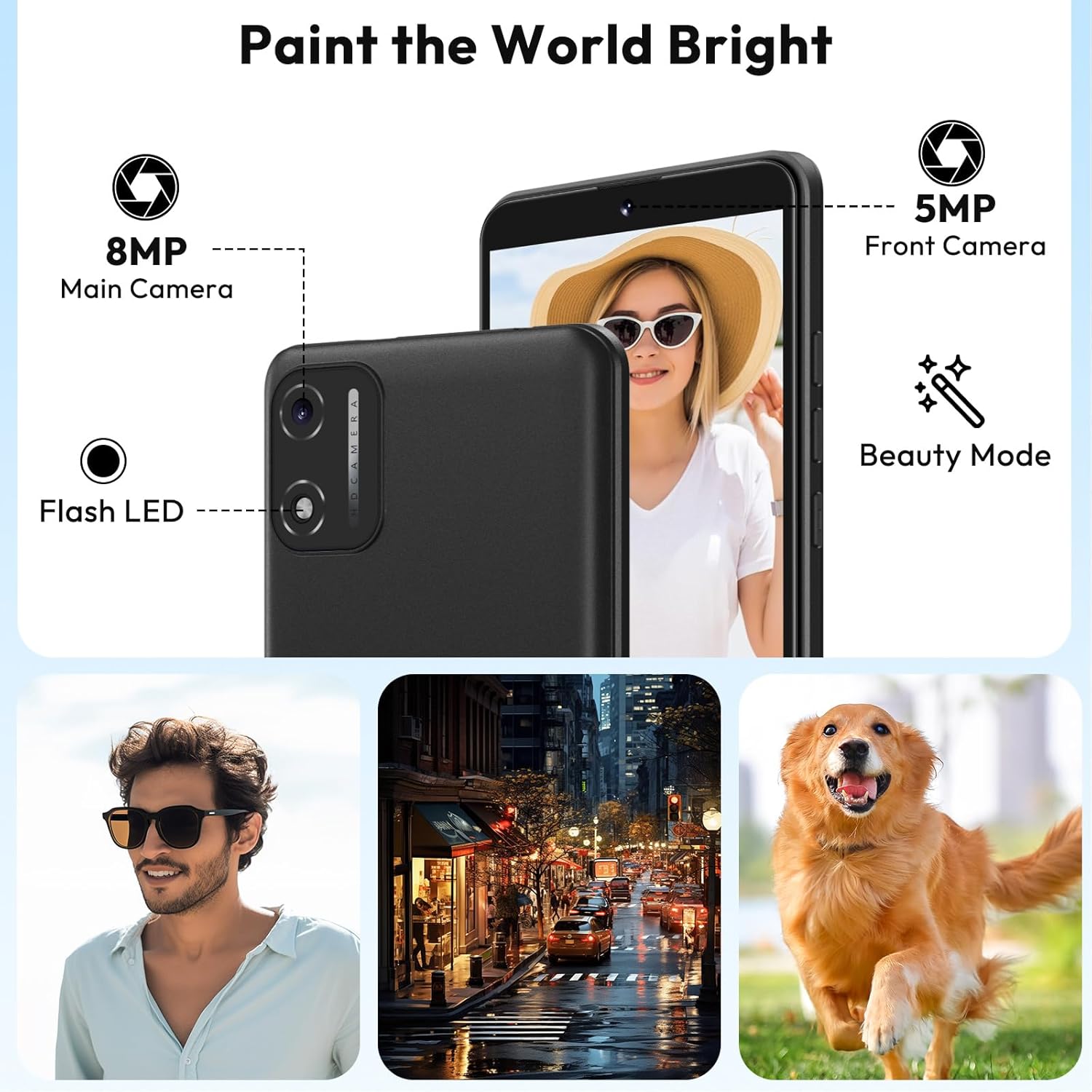 Xgody Android Phone X32, SIM Free Unlocked Mobile Phone with 5.5'' Display Android 14 Octa-Core 2850mAh battery, 4G Dual SIM, 2GB+16GB/128GB Expandable, 8MP Cameras Face ID GPS... - Image 6