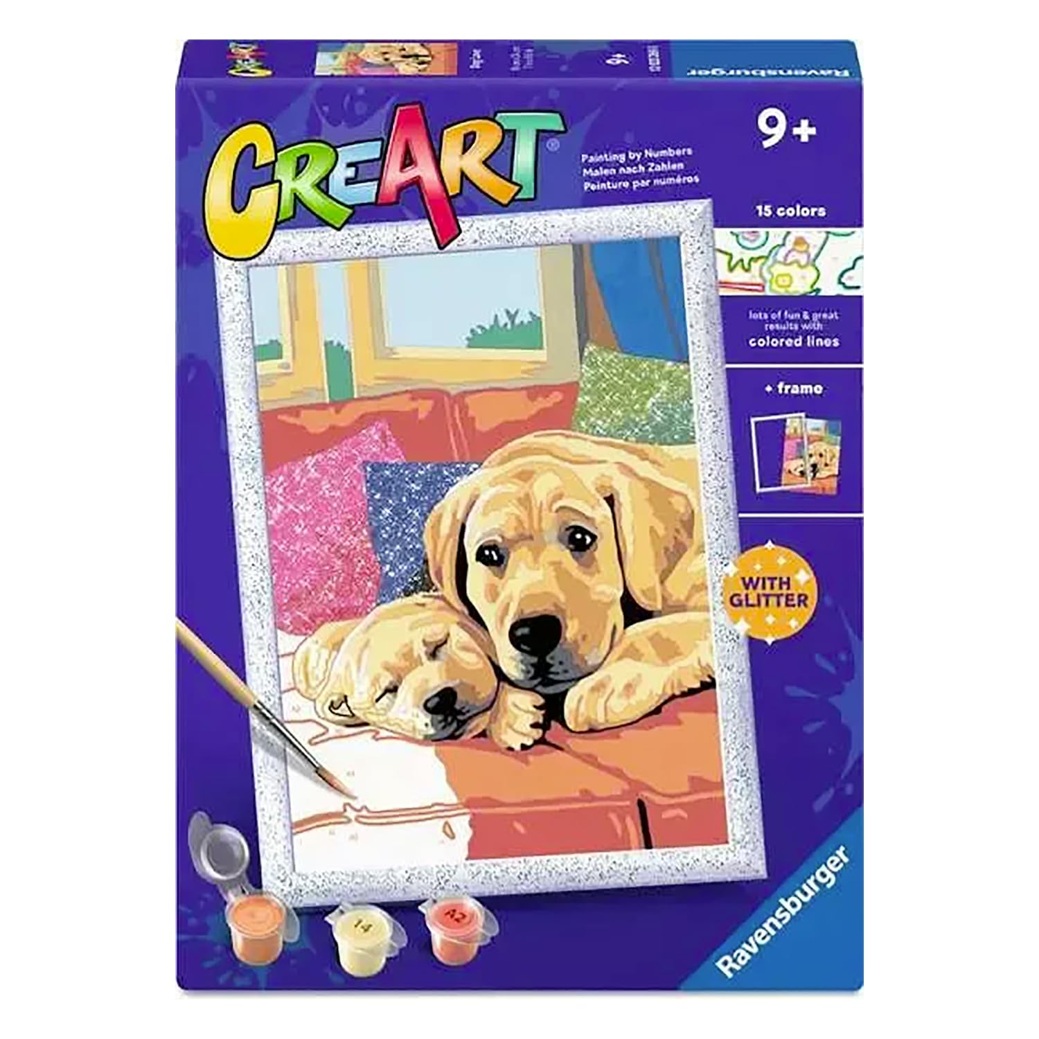 Ravensburger - CreArt Serie D - Love of Dogs | Paint by Numbers | Paint Kit | Measures 25 x 18,30 | Kids Games 9 Years | Gift Ideas | Gift for Child 9 Years