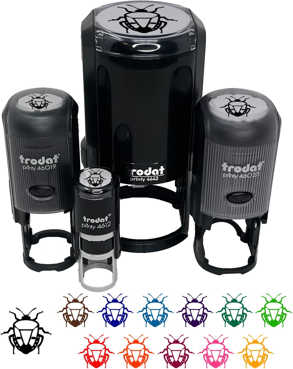 Man Faced Stink Bug Insect Self-Inking Rubber Stamp Ink Stamper for Stamping Crafting Planners - 1-1/2 Inch Large - Red Ink