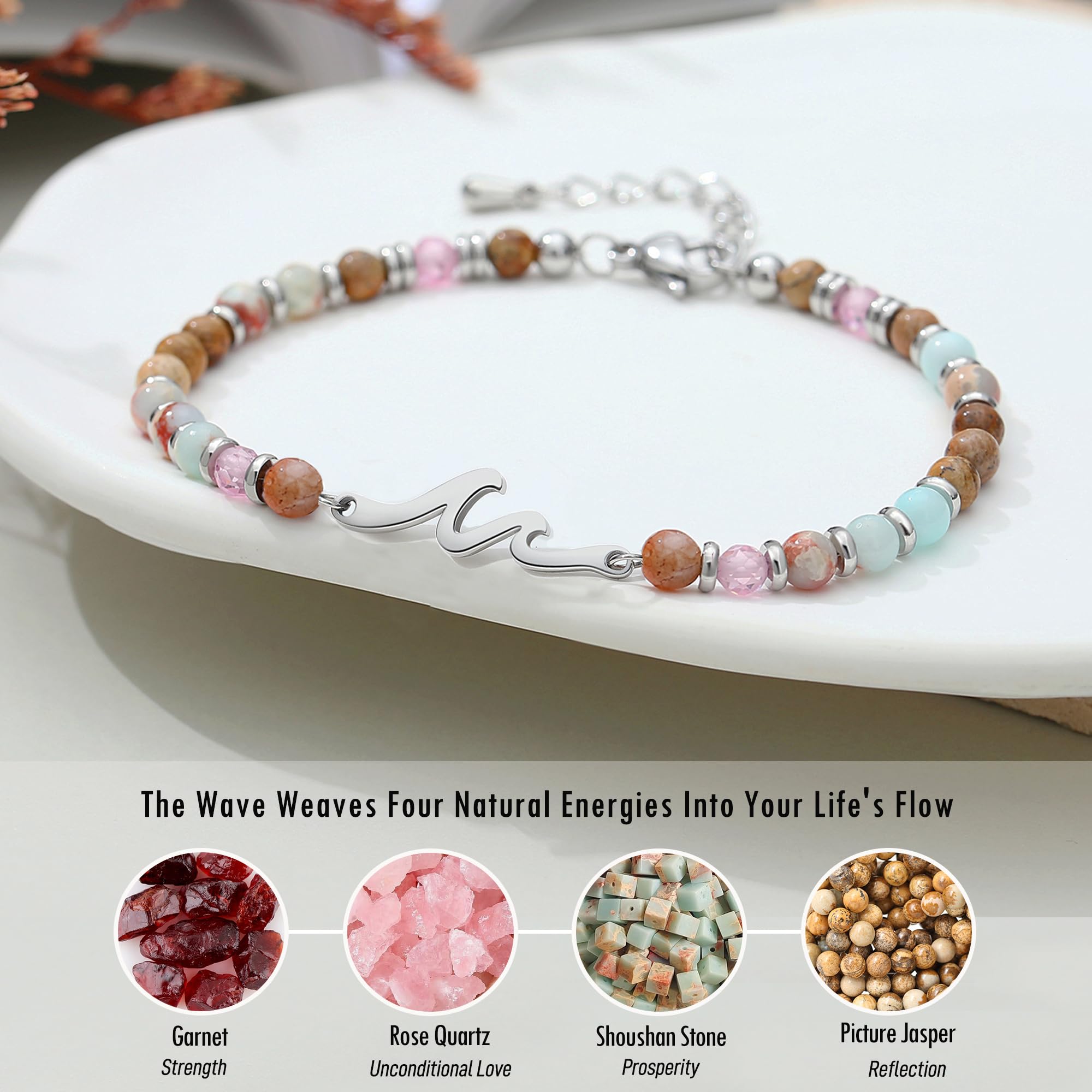 AryaHozel Wave Bracelets for Women, Graduation Gift for Her, Jewelry Gifts for Mom, Daughter, Best Friend, Sister | 13th 21st 30th 40th 50th 60th 70th Birthday Gifts for Women