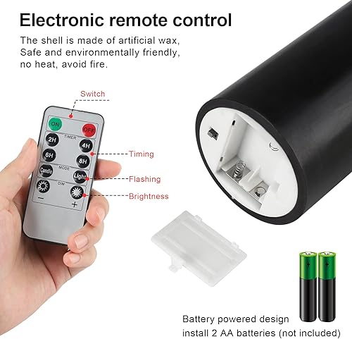 Miniatura 3 de Enpornk Velas sin llama de 7 x 3 pulgadas, velas LED de llama móvil parpadeante, velas que funcionan con pilas con control remoto y temporizadores,