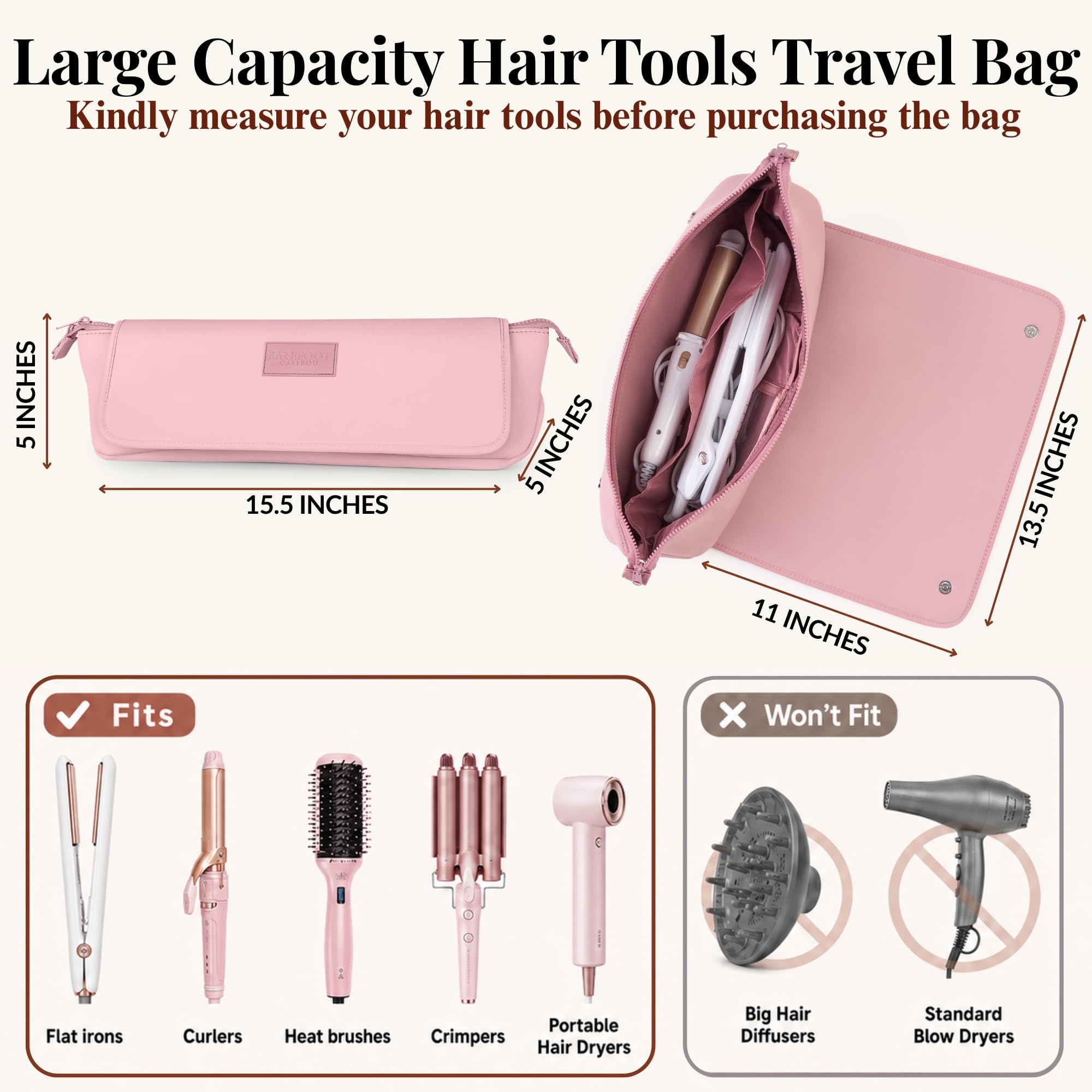 Reisetasche für Haarstyling-Werkzeuge und hitzebeständige Matte für Glätteisen, Lockenstäbe und Haarpflegezubehör, 2-in-1 Design Tragen Hülle mit Innentaschen, Kompakter Organizer (Düne) | Für Glätteisen, Lockenstäbe und Haar-Accessoires, 2-in-1 tragbarer