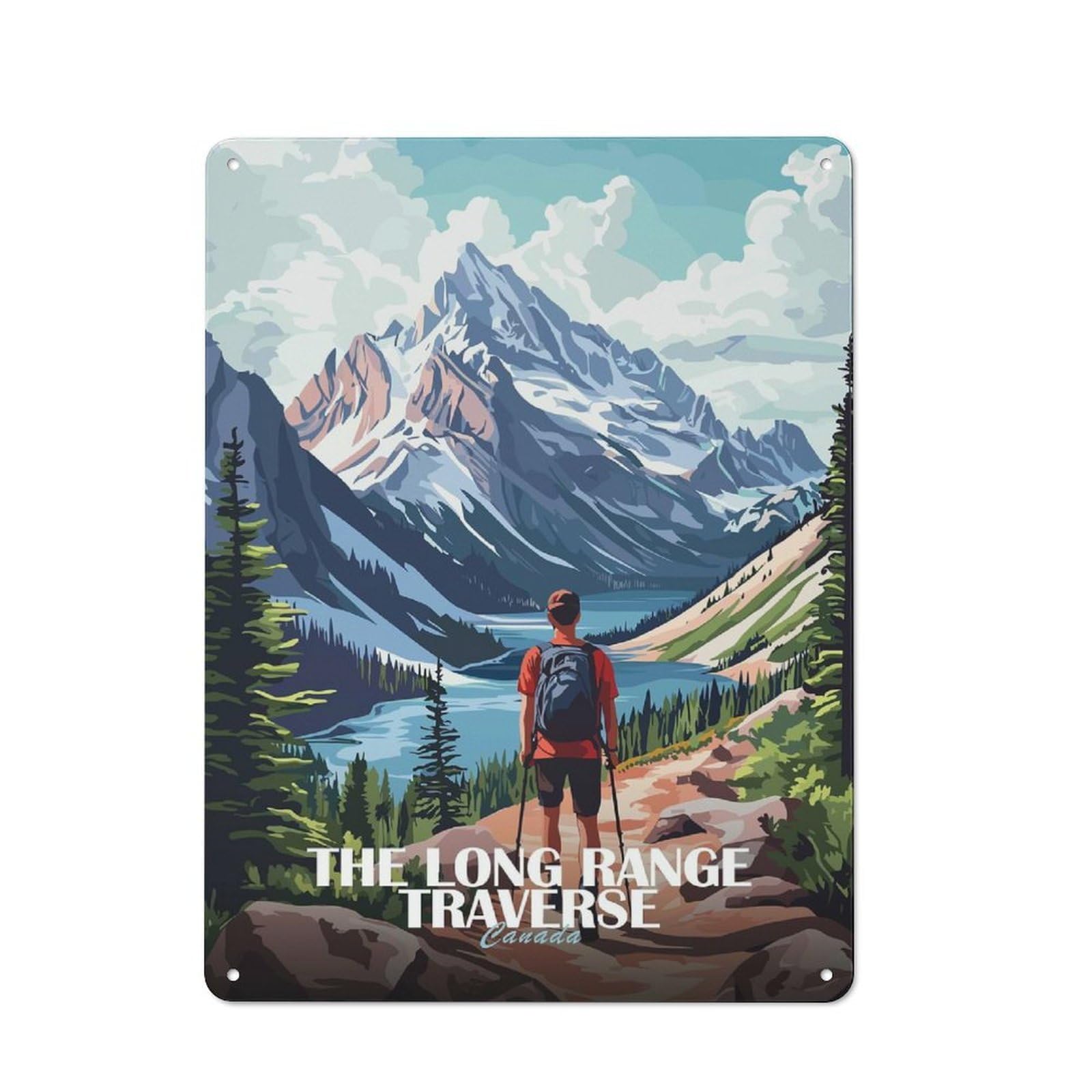Junmoney Style-14 The Long Range Traverse Canada Rustic Tin Wall Plaque 40X30cm For Hobby Room Or Studio, A New Home Present For Creative Interior Collectors