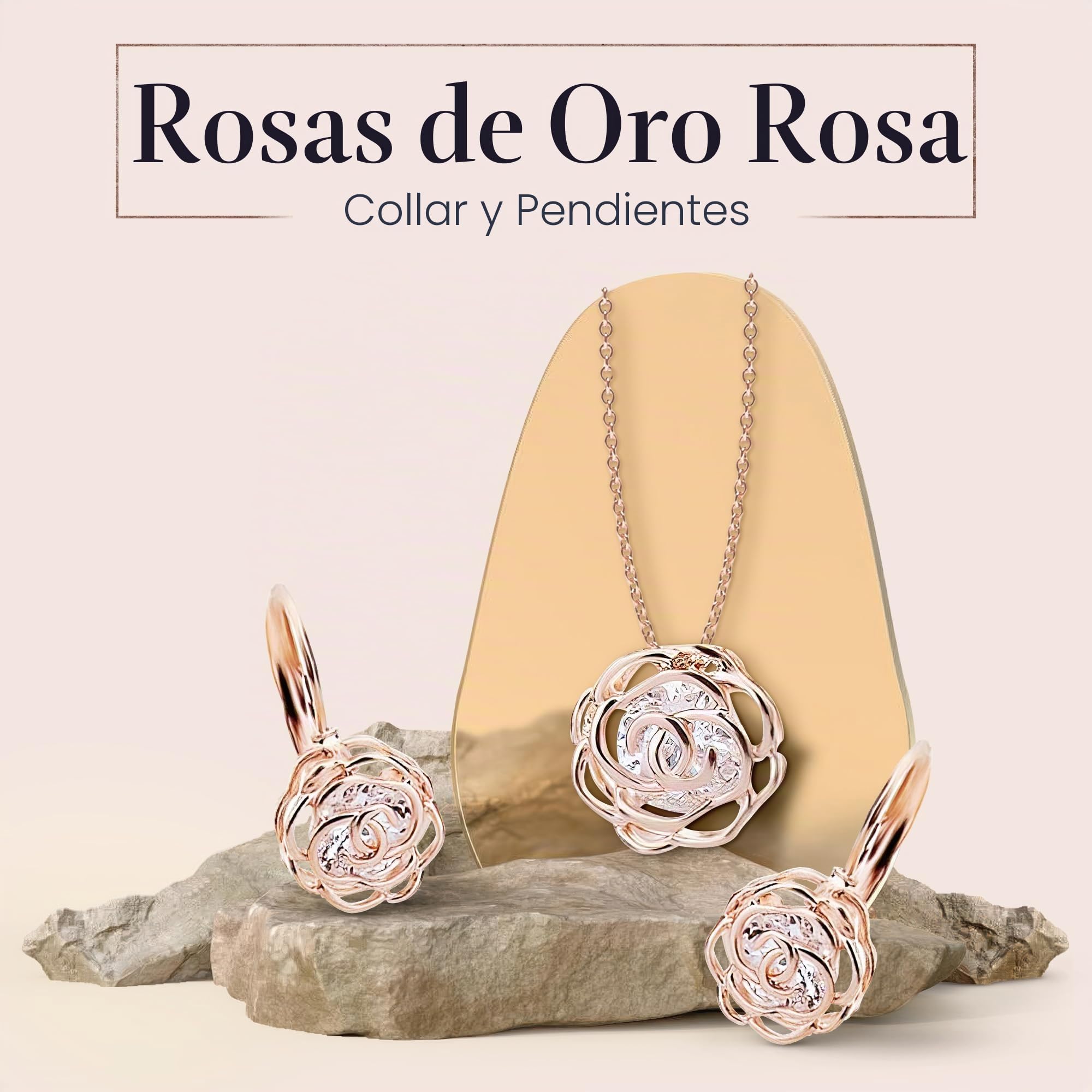 Crystalline Azuria Mujer 18ct Chapado en Oro Flores Rosas Cristales Juego de joyas Collar Pendientes para Mujer Niña Boda Novia y Dama de honor