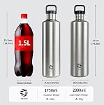 2L Water Bottle Stainless Steel with Storage Bag | Single Wall Uninsulated Bouteille d'eau | Leak Proof & Non-BPA Metal Water Bottle for Camping and Outdoor Sport(Silver)