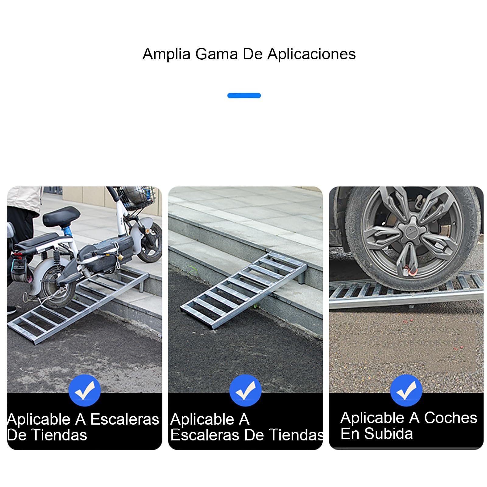 Rampa Moto de Material Galvanizado, de Metal Resistente, para Vehículos Todoterreno, Camiones y Remolques, con Altura Ajustable(40x90 cm/15.7x35.4 in)
