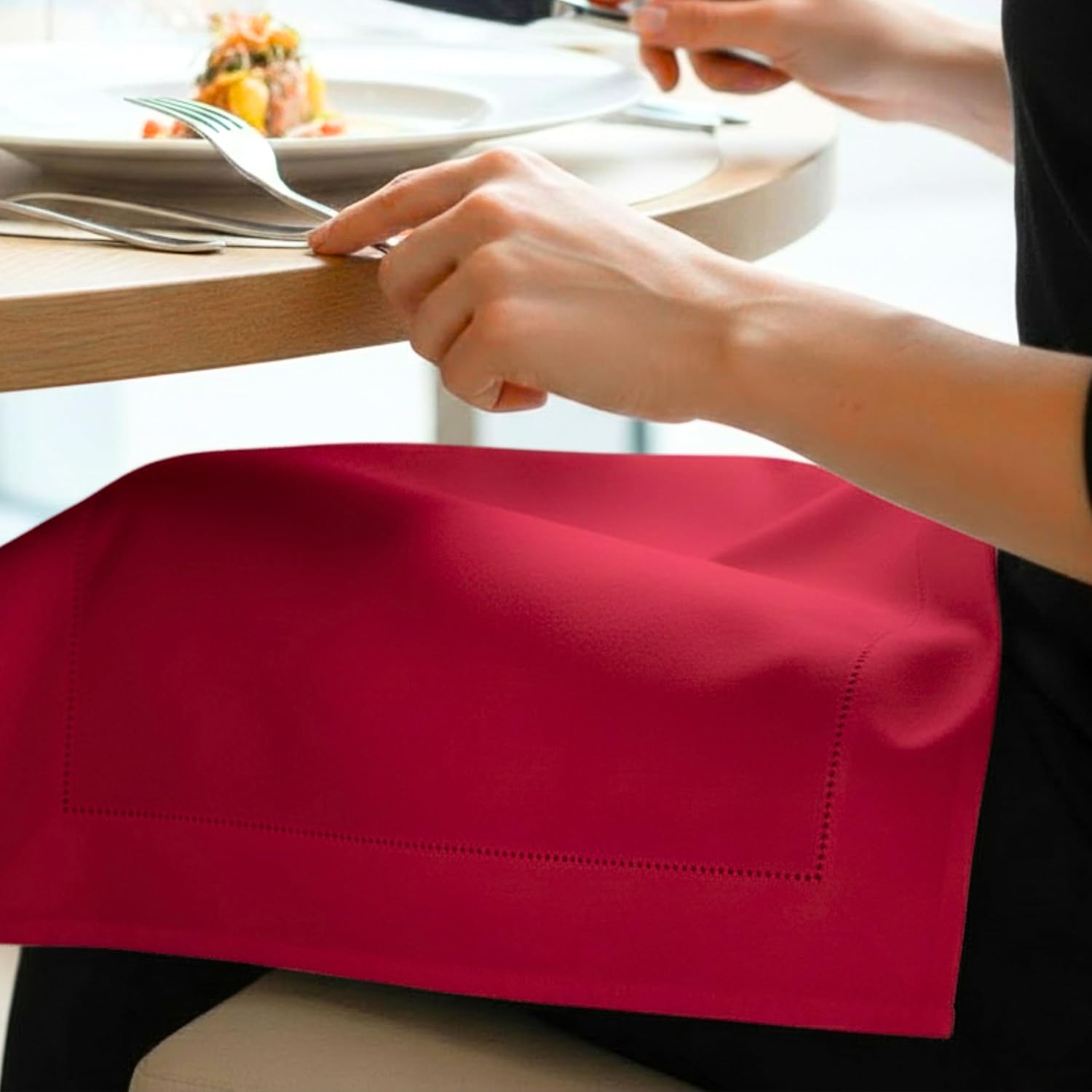 Kitchen Red Cloth Napkins, 12 Pack 18" x 18" – Premium Absorbent Cotton Blend, Washable & Reusable Dinner Napkins for Restaurant, Wedding, Hotel & Home