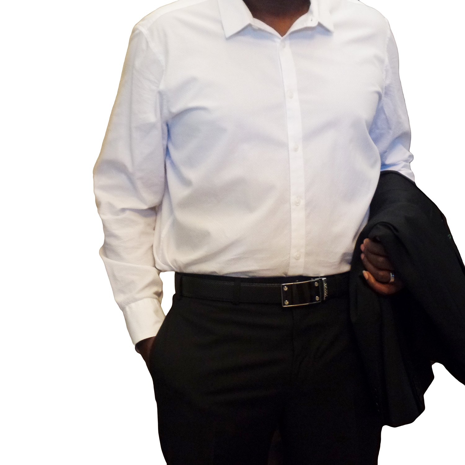 FEDEY Mens Ratchet Belt, Leather, Classic Series, Custom Fit for Waist 26 to 54 inches, BLANK CANVAS - Black/Gold, Large