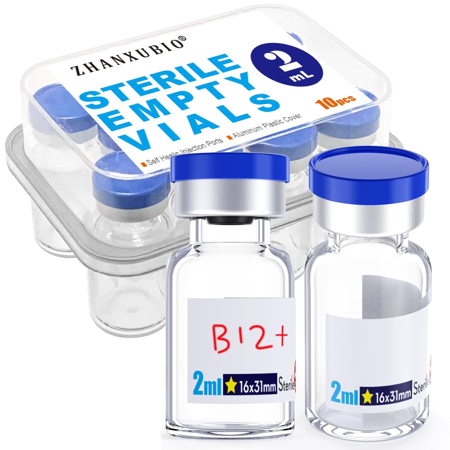 Sterile Glass Ampoules with Self Sealing Injection Port and Folding Top - Sterile Pack of 10 2ml 10